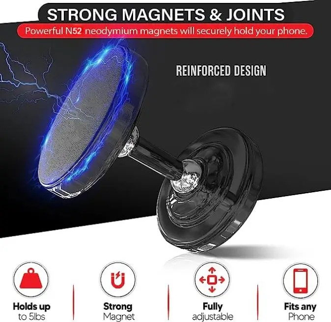 360 Rotatable Metal Dual Magnetic Car Mobile Phone Bracket Easy Installation One-handed Operation  Bracket Internal Accessories